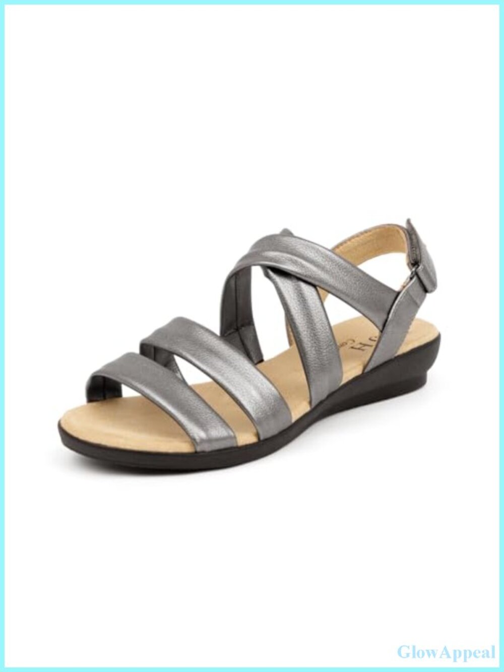 Women's Open Toe Flat Sandals Faux Leather Slingback Comfort Walking Shoes